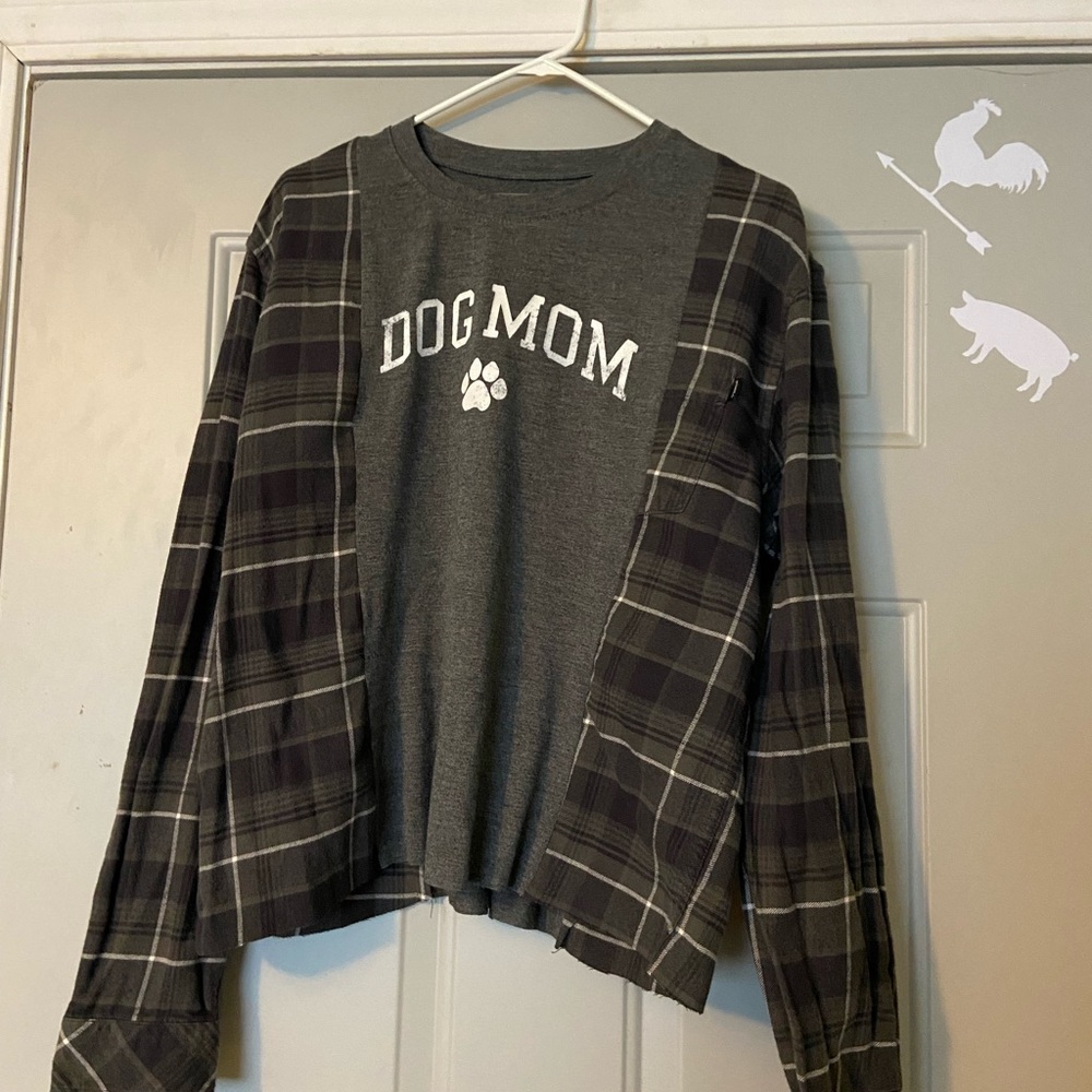Dog Mom Plaid Sleeve Shirt